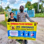 Di era adaptasi kebiasaan baru piket regu II Polsek Capkala tetap Ajak Warga Ikut Vaksin Covid-19