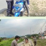 DALAM RANGKA HUT RI KE-77 KAPOLSEK LUMAR DAN PERSONILNYA MEMBAGIKAN BENDERA KEPADA PENGENDARA