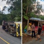 Kapolsek Lumar & Anggota Piket Lakukan Penanganan Awal Pada Laka Tunggal