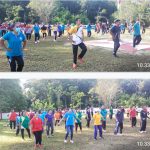 Kapolsek Lumar & Personil Ikuti Senam Dan Kampanye Germas Cegah Stunting Di Halaman Kantor Camat Lumar